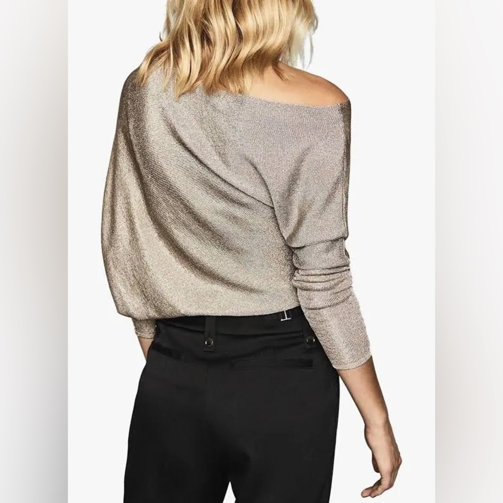 Reiss Isla Metallic Top in Silver - NWOT